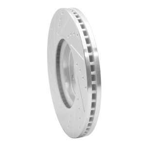 Jaguar S-Type Brake Rotor (1) - Front Right - R1 Concepts - Drilled & Slotted - Silver - `06-`08